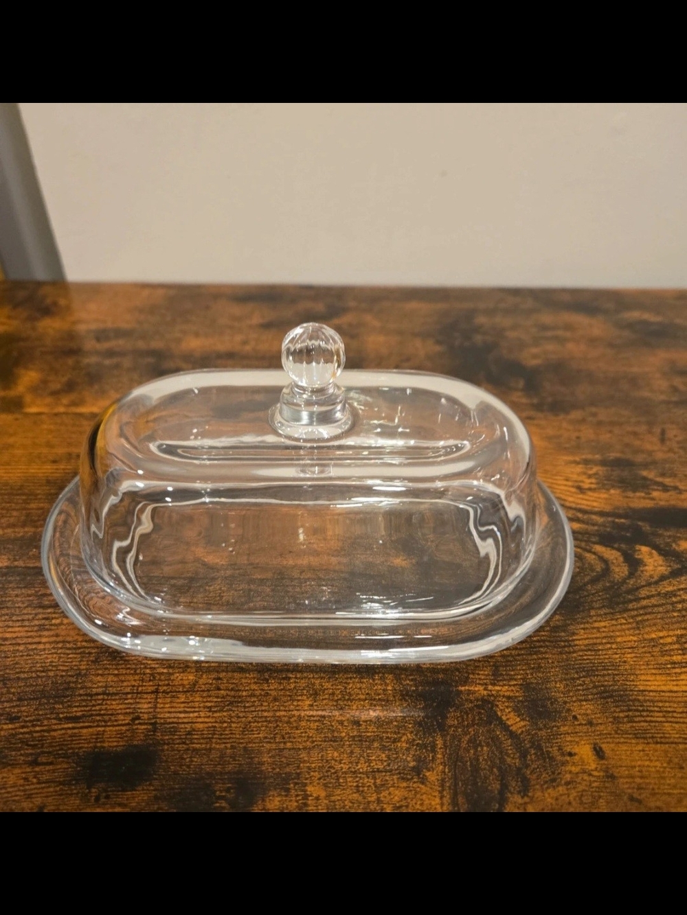 Clear Glass Butter Dish with Knob Lid